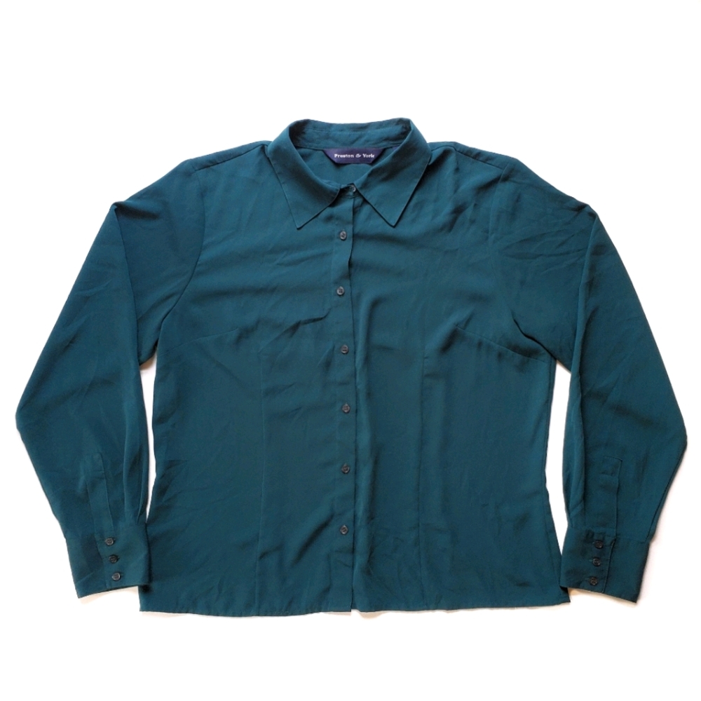 Preston & York Button Down Blouse Green Size 14